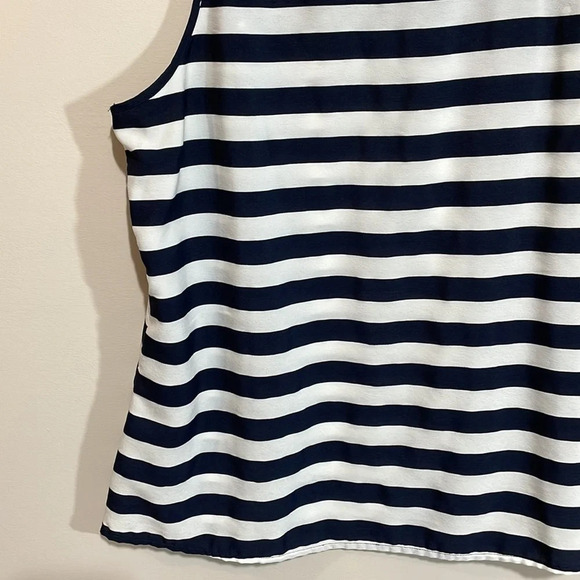 Loft Petites Navy and White Polka Dot Stripe Tank LP - Picture 7 of 14